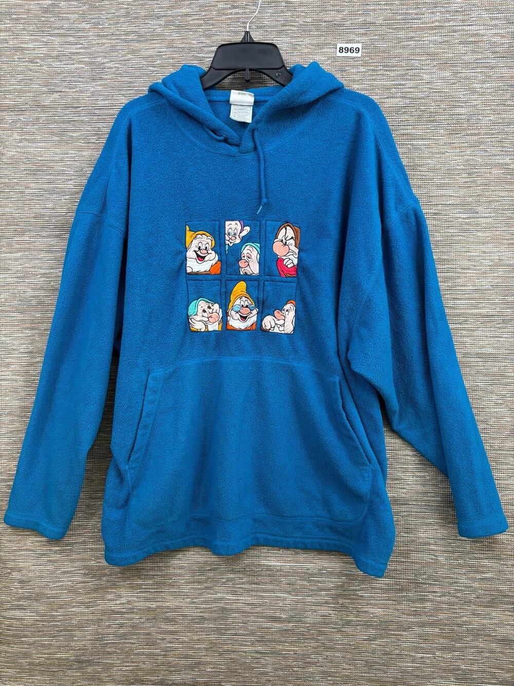 Disney Hoodie Womens XL Blue Fleece Pullover Seven Dwarfs Graphic Snow White